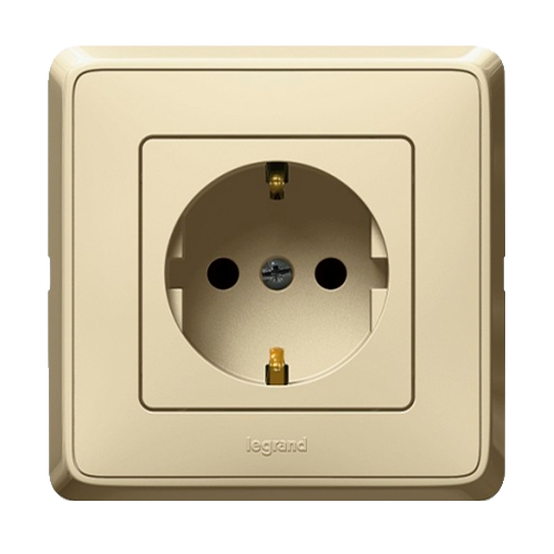 Розетка с заземлением Legrand Cariva, цвет слоновая кость