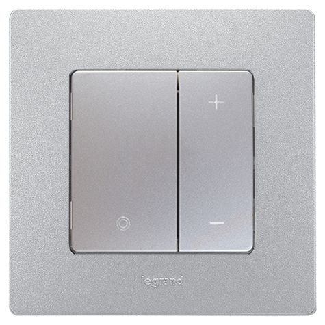 Диммер кнопочный 400 Ватт, Легранд – «Этика» цвет «алюминий»