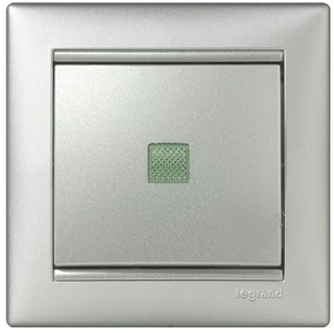 Выключатель 1-кл промежуточный "крест" с подсветкой Valena 770148 «алюминий»
